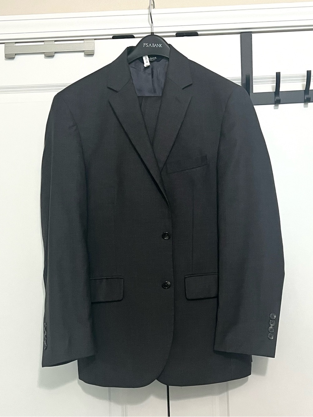 Jos. A. Bank Men's Black Dress Trousers with Branded Waistband 40 Short/34 Waist